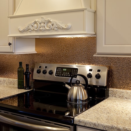 Fasade 18in x 24in Hammered Polished Copper Backsplash Panel 5pk MPN:PB5525