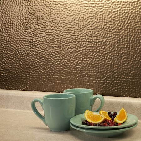 Fasade 18in x 24in Hammered Argent Bronze Backsplash Panel 5pk MPN:PB5528