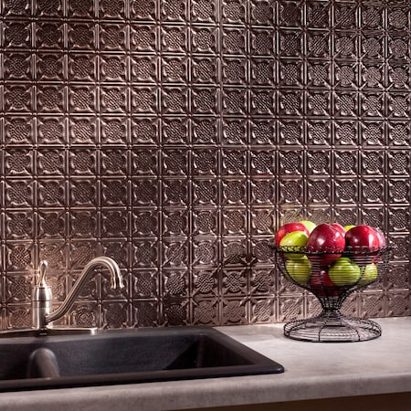 Fasade 18in x 24in Traditional 6 Brushed Nickel Backsplash Panel 5pk MPN:PB5629