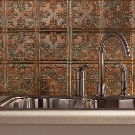 Fasade 18in x 24in Traditional 10 Copper Fantasy Backsplash Panel 5pk MPN:PB5711