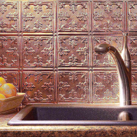 Fasade 18in x 24in Traditional 10 Antique Bronze Backsplash Panel 5pk MPN:PB5731
