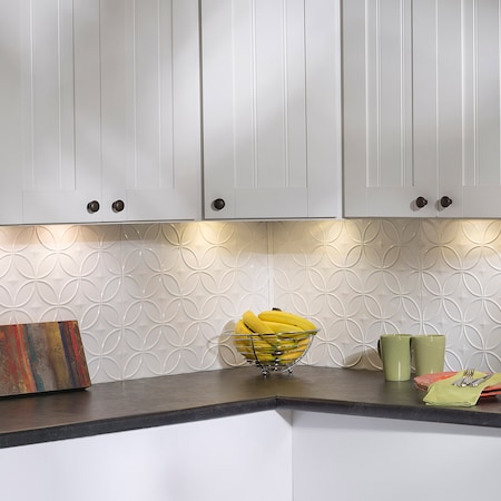 Fasade 18in x 24in Rings Gloss White Backsplash Panel 5pk MPN:PB6100