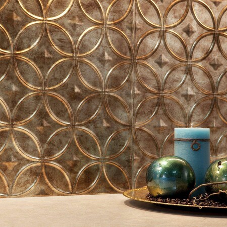 Fasade 18in x 24in Rings Bermuda Bronze Backsplash Panel 5pk MPN:PB6117