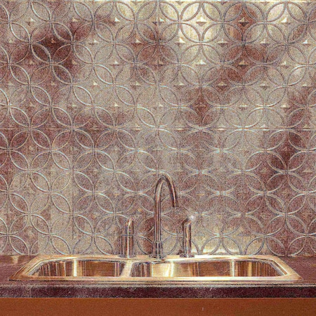 Fasade 18in x 24in Rings Crosshatch Silver Backsplash Panel 5pk MPN:PB6121
