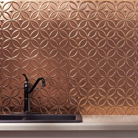 Fasade 18in x 24in Rings Polished Copper Backsplash Panel 5pk MPN:PB6125