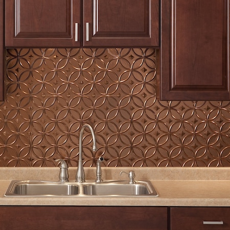 Fasade 18in x 24in Rings Oil Rubbed Bronze Backsplash Panel 5pk MPN:PB6126