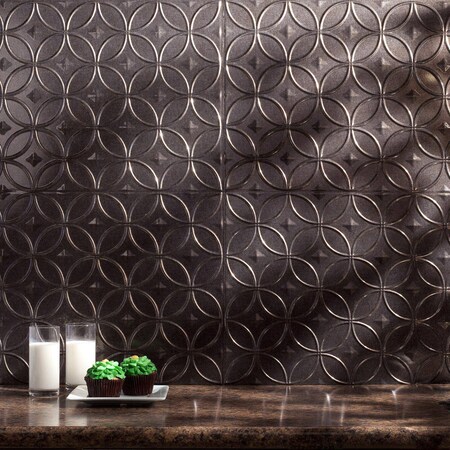Fasade 18in x 24in Rings Smoked Pewter Backsplash Panel 5pk MPN:PB6127