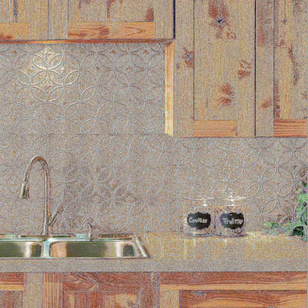 Fasade 18in x 24in Rings Vintage Metal Backsplash Panel 5pk MPN:PB6134