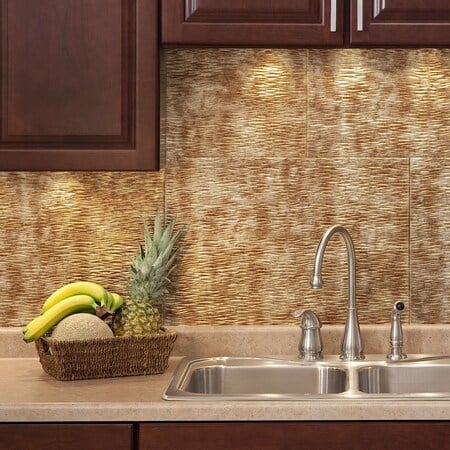 Fasade 18in x 24in Ripple Bermuda Bronze Backsplash Panel 5pk MPN:PB6217