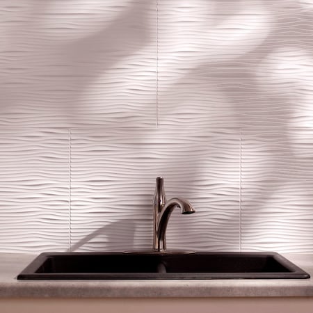 Fasade 18in x 24in Waves Gloss White Backsplash Panel 5pk MPN:PB6500