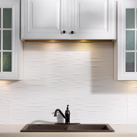 Fasade 18in x 24in Waves Matte White Backsplash Panel 5pk MPN:PB6501