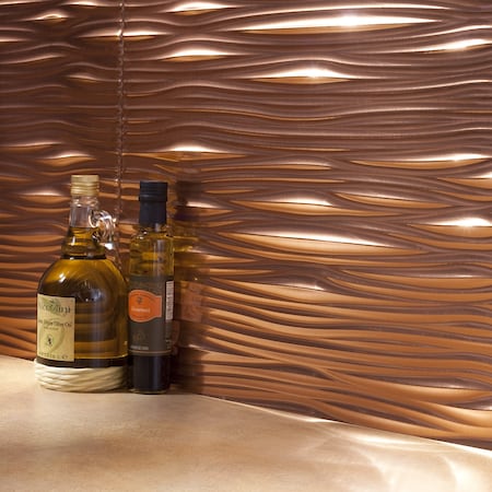 Fasade 18in x 24in Waves Polished Copper Backsplash Panel 5pk MPN:PB6525