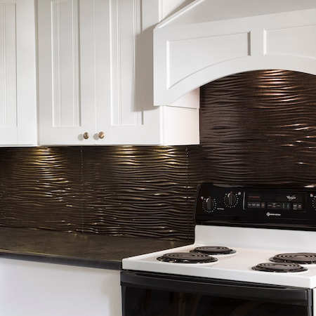 Fasade 18in x 24in Waves Smoked Pewter Backsplash Panel 5pk MPN:PB6527