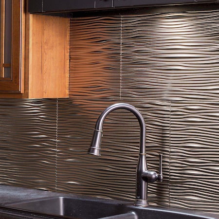 Fasade 18in x 24in Waves Brushed Nickel Backsplash Panel 5pk MPN:PB6529