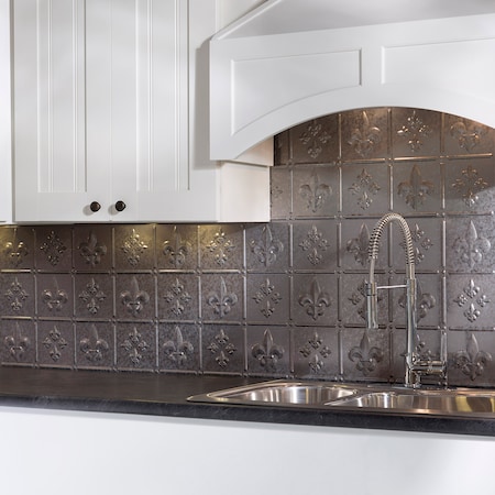 Fasade 18in x 24in Fleur-de-lis Galvanized Steel Backsplash Panel 5pk MPN:PB6630