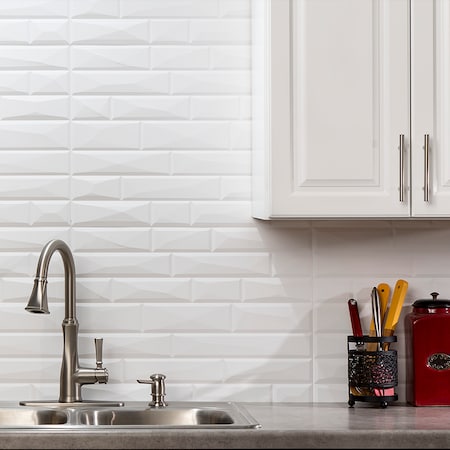 Fasade 18in x 24in Vista Matte White Backsplash Panel 5pk MPN:PB6901