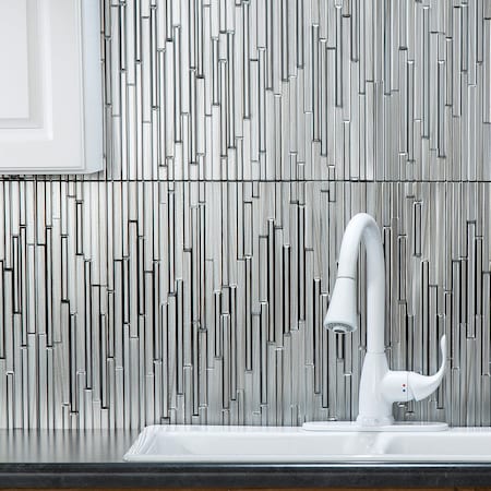 Fasade 18in x 24in Skyline Brushed Steel Backsplash Panel 5pk MPN:PB7133