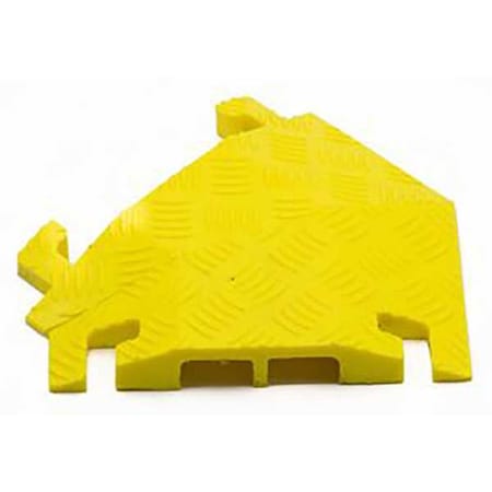 Cable Protector 45 Deg Left Turn, 1-1/2 in H, 12 in L, 10-1/4 in W, 2 Channel, Polyurethane, Yellow MPN:FL45LT2X1.75-Y