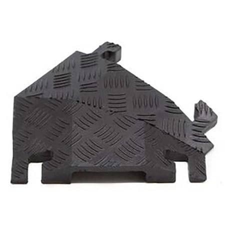 Cable Protector 45 Deg Right Turn, 1-1/2 in H, 12 in L, 10-1/4 in W, 1 Channel, Polyurethane, Black MPN:FL45RT1X4-B