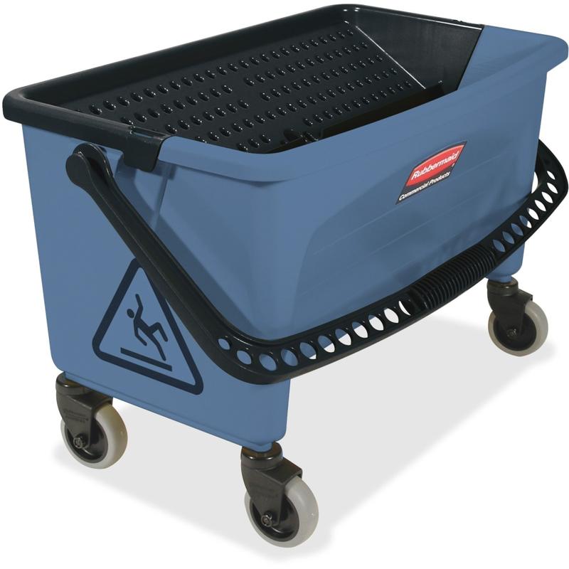 Rubbermaid Commercial Finish Mop Bucket w/ Wringer - Hinged Lid, Ergonomic Design, Handle - 16.2in x 26.2in - Blue - 1 Carton MPN:RCPQ93000BE
