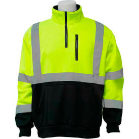 ERB® Aware Wear® W379 Sweatshirt with 1/4th Zipper ANSI Class 3 4XL Hi-Viz Lime/Black WEL63875HL4X