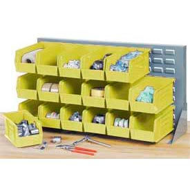 GoVets™ Louvered Bench Rack w/ 8(B) 8(C) 6(D) Yellow Bins 36