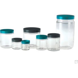 Qorpak® 2oz Clear Straight Sided Round with 53-400 Green Thermoset F217 & PTFE Lined Cap 24PK GLC-01611