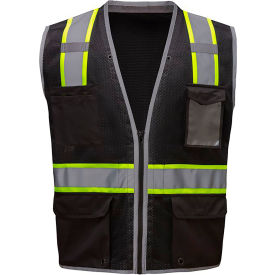 GSS Enhanced Visibility Hype-Lite Heavy Duty Vest LG/XL Black 1715-LG/XL