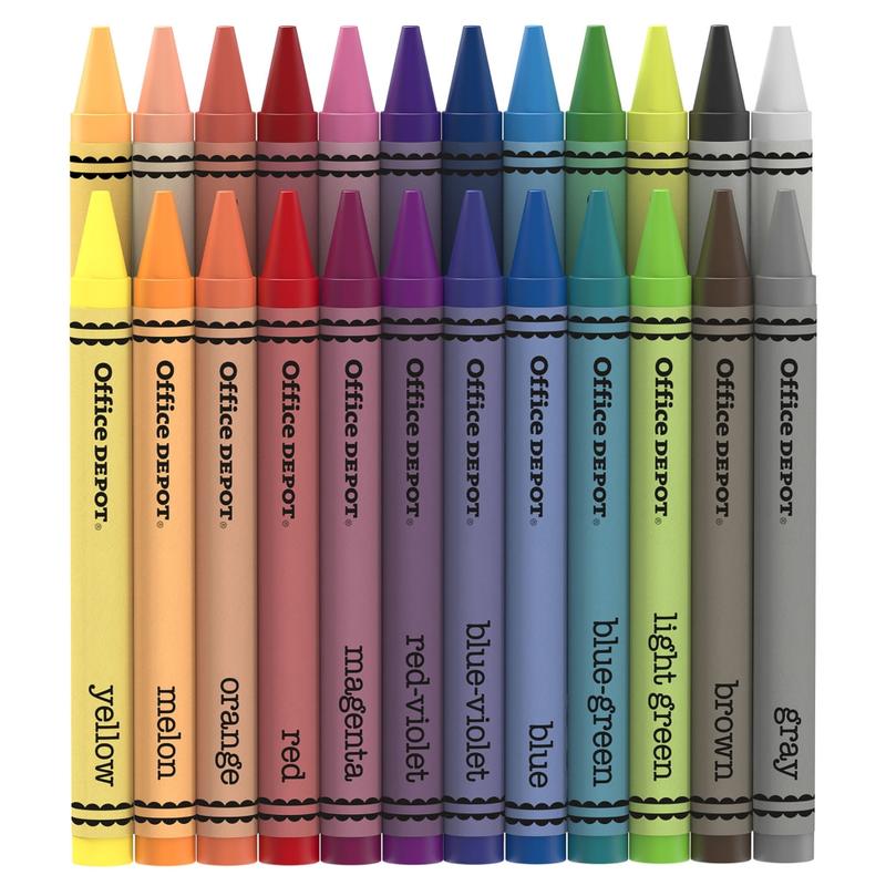 Office Depot Brand Crayons, Assorted Colors, 24 Crayons Per Pack, Box Of 12 Packs (Min Order Qty 3) MPN:CY288