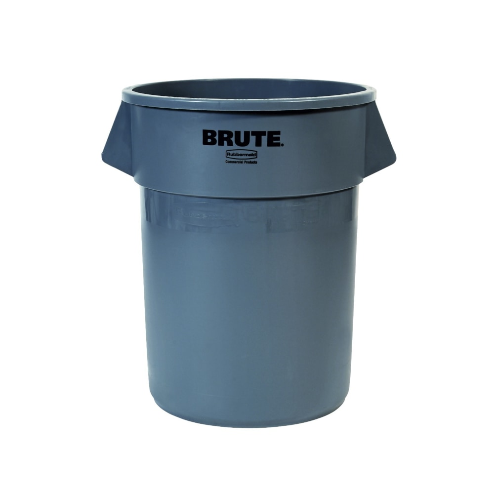 Rubbermaid Commercial BRUTE Round Plastic Refuse Container, 55 Gallon, Gray MPN:FG265500GRAY