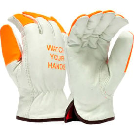 Pyramex® GL2002KF Insulated Value Cowhide Drivers Gloves Keystone Thumb XL White/Orange GL2002KFXL - Pkg Qty 12