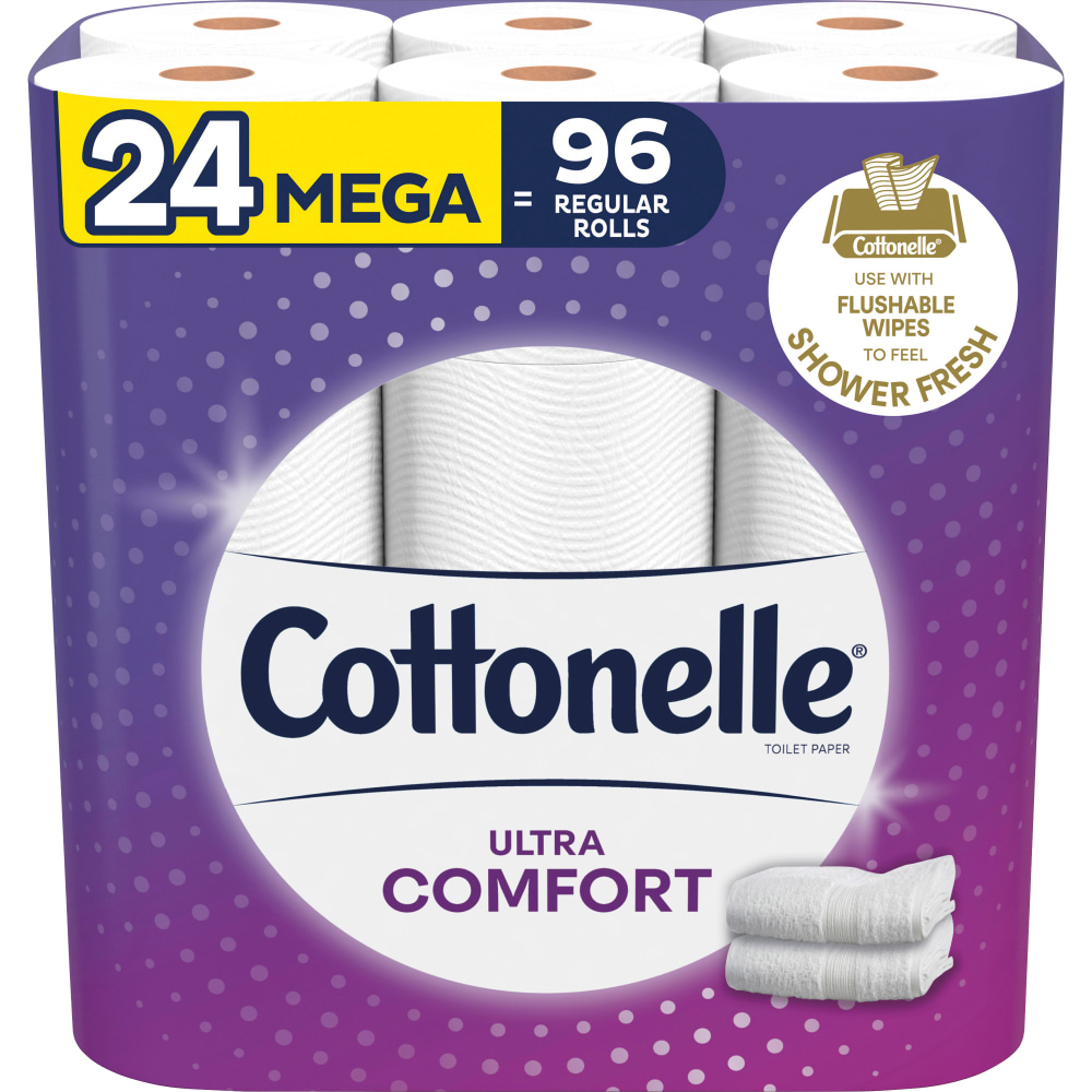 Cottonelle UltraComfort Toilet Tissue, 3in x 3-7/8in, White, 268 Sheets Per Roll, Pack Of 12 Rolls (Min Order Qty 2) MPN:KCC54174