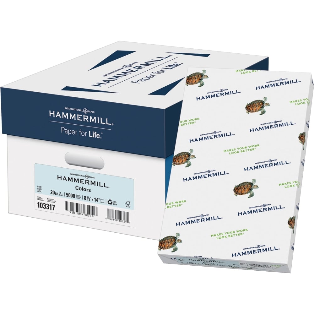 Hammermill Colors Printer & Copy Paper, 10 Reams, Blue, Legal (8.5in x 14in), 5000 Sheets Per Case, 20 Lb MPN:103317CT