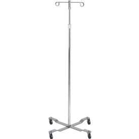 Drive Medical 13033 Economy Removable Top IV Pole Chrome Plated Steel 2 Hook 40