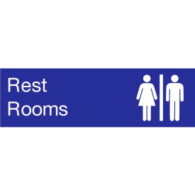 Engraved Sign - Rest Rooms - Blue EN19BL