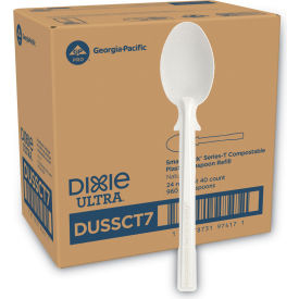 Dixie® SmartStock Heavyweight Teaspoons Plastic Natural 40/Pack 24 Packs/Carton DUSSCT7