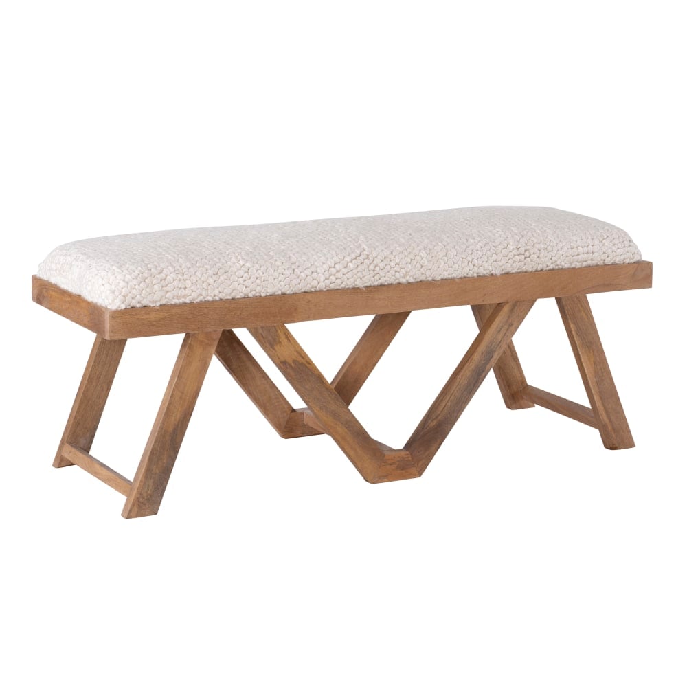 Powell Salerno Bench, 18inH x 45inW x 16inD, White/Brown MPN:ODP2698