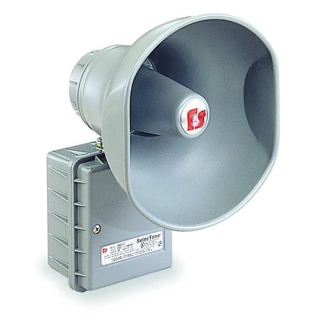 Signaling Device, Horn, Continuous, 120V AC, 110dB at 10 ft, Die-Cast Aluminum, Gray, Surface Mount MPN:300GC-120
