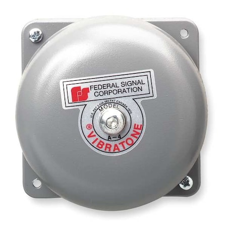 Bell, Bell, Continuous, 120V AC, 98 dB, Industrial Grade/Powder-Coat Paint, Gray, Outlet Box Mount MPN:504-120-1