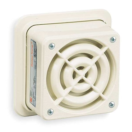 Signaling Device, Horn, Continuous, 120V AC, 64 to 88dB, ABS Plastic, White, Surface Mount MPN:50GC-120BG