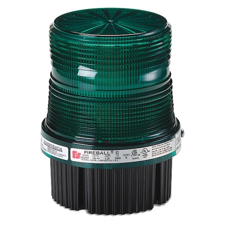 Warning Light, Green, Strobe Tube, 24V DC, 80 FPM, 4 3/32 in Dia., 1/2 in NPT Pipe or Surface MPN:FB24ST-024G
