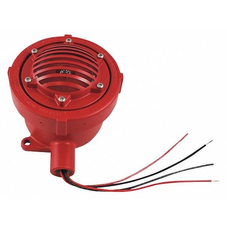 Vibrating Horn, Horn, 24V DC, 99 dB, Die Cast Aluminum, Red, Conduit Mount MPN:FHEX-24SMR