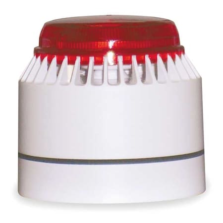 Horn Strobe, Siren, Continuous, 18 to 28V DC, 82 to 100dB at 10 ft, ABS, Plastic, White/Red MPN:LP7-18-30R