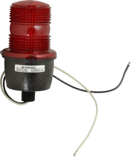 Low Profile Mini Strobe Light: Red, Pipe Mount, 120VAC MPN:LP3M-120R