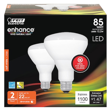 LED, 12.2 W, BR30, Medium Screw (E26), PK2 MPN:BR30DMHO/927CA/2