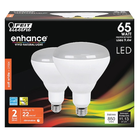 LED, 9.4 W, BR40, Medium Screw (E26), PK2 MPN:BR40DM/927CA/2