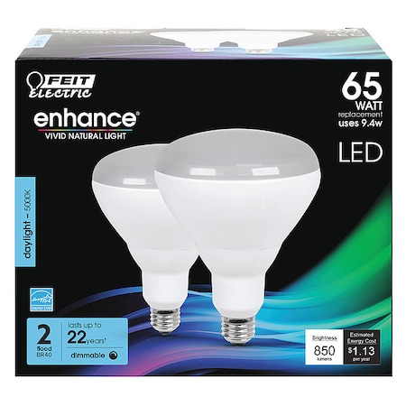 LED, 9.4 W, BR40, Medium Screw (E26), PK2 MPN:BR40DM/950CA/2