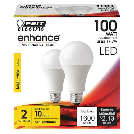LED, 16.5 W, A19, Medium Screw (E26), PK2 MPN:OM100/930CA10K/2