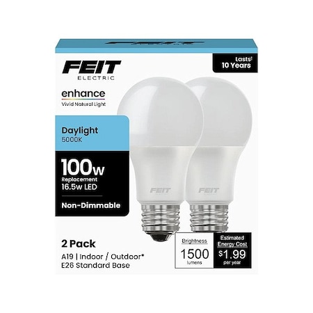 LED, 16.5 W, A19, Medium Screw (E26), PK2 MPN:OM100/950CA10K/2