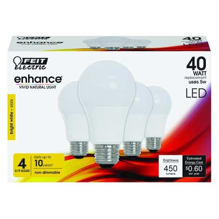 LED, 5 W, A19, Medium Screw (E26), PK4 MPN:OM40/930CA10K/4